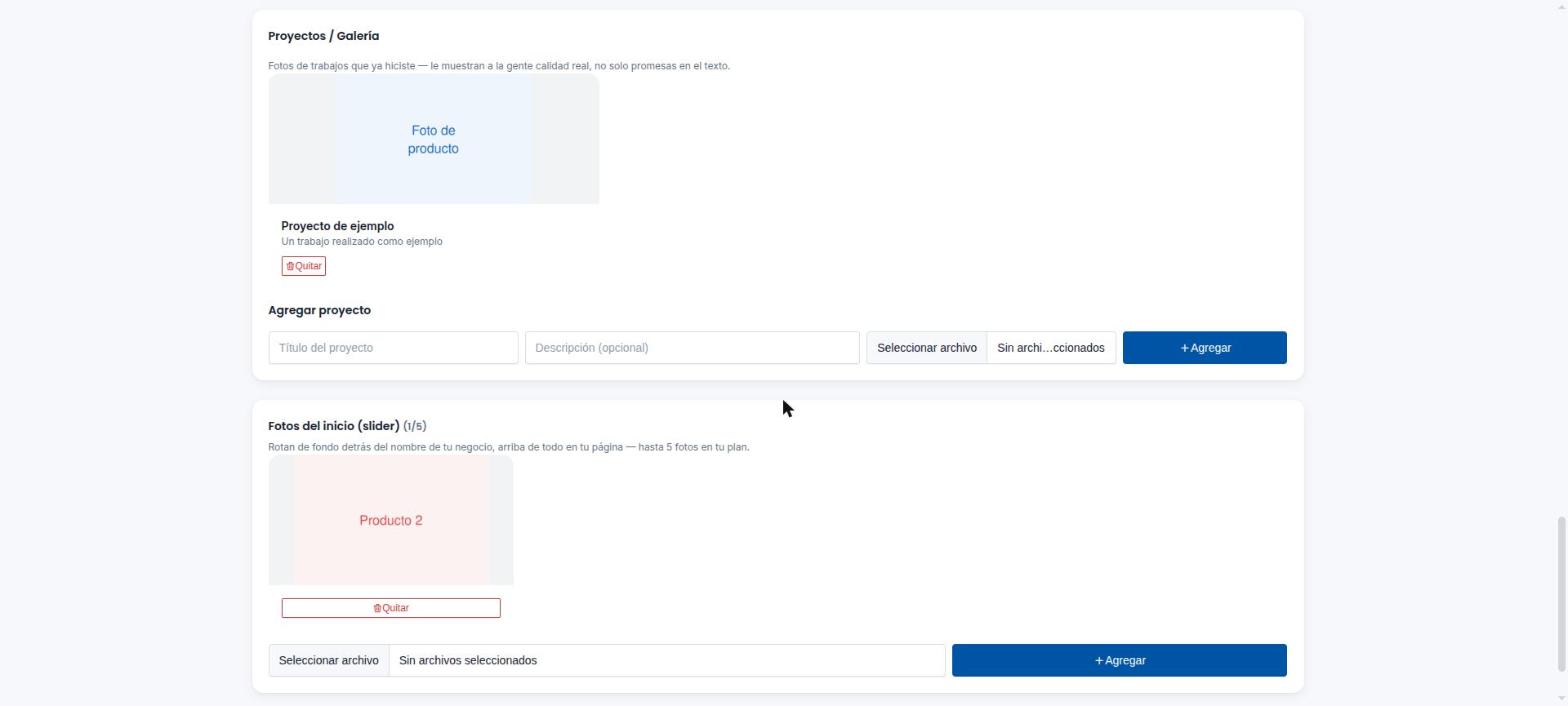 Foto agregada al slider de inicio del negocio