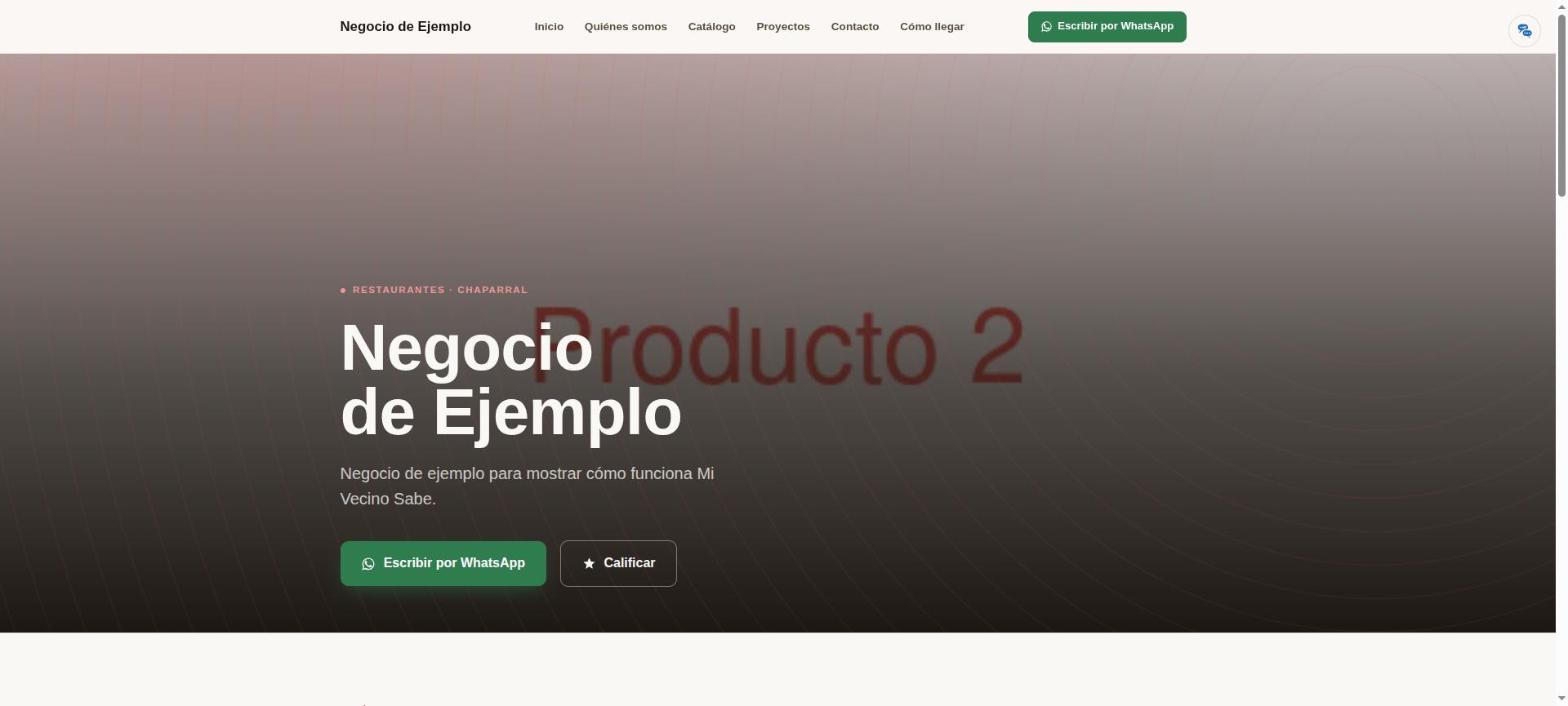 Encabezado de la página pública del negocio