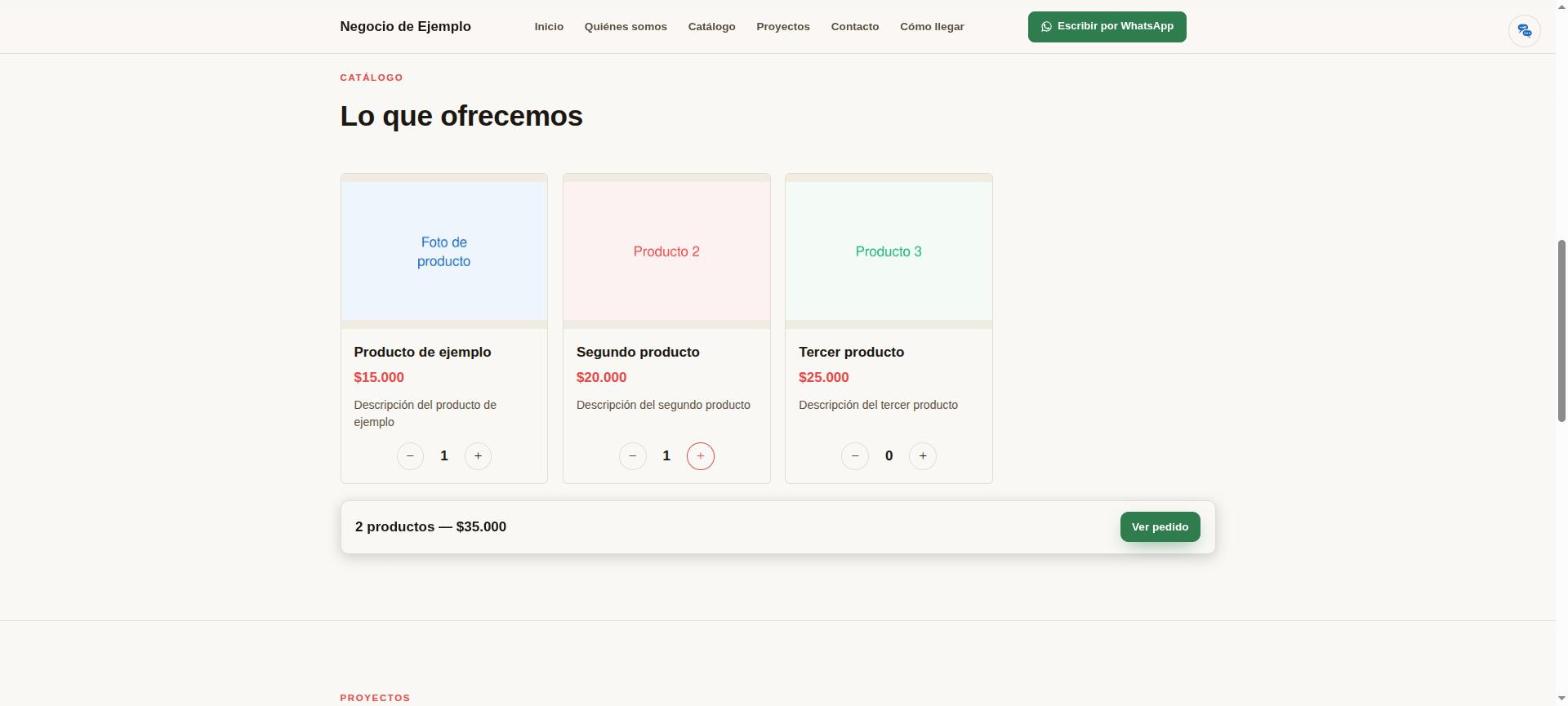 Barra inferior mostrando el total del pedido